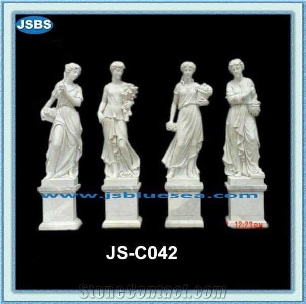 Four Seasons Marble Statues, Natural White Marble Statues