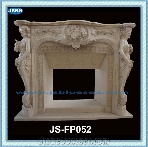 Freestanding Honed Marble Fireplace Mantel, Natural Marble Fireplace Mantel