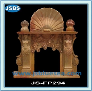 Freestanding Honed Marble Fireplace Mantel, Natural Marble Fireplace Mantel