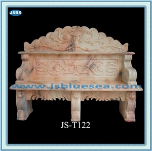Garden Stone Bench with Back