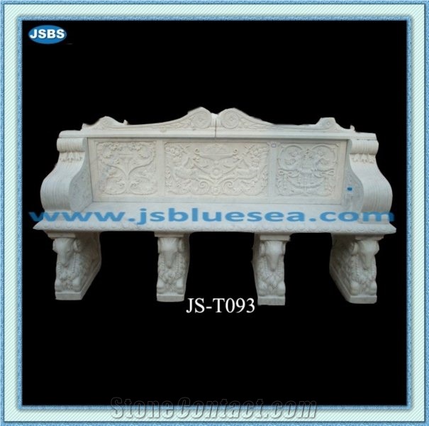 Garden Stone Bench with Back