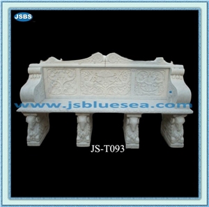 Garden Stone Bench with Back