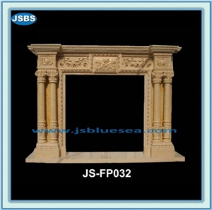 Natural Beige Marble Fireplace Surround