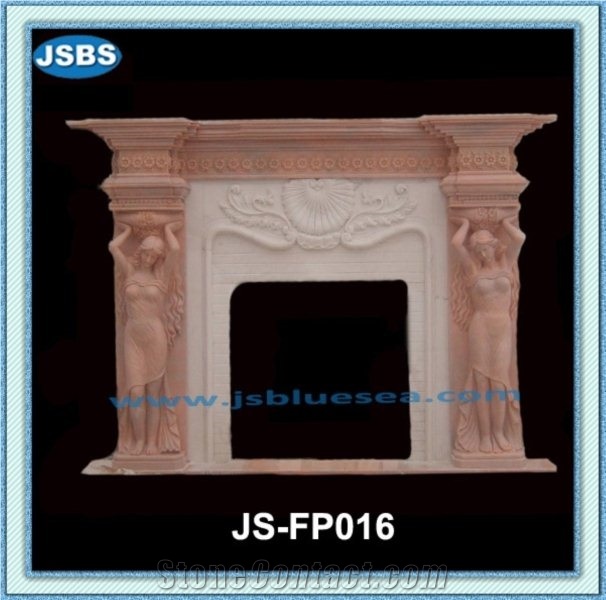 Natural Marble Fireplace Mantel, Beige Marble Fireplace Mantel