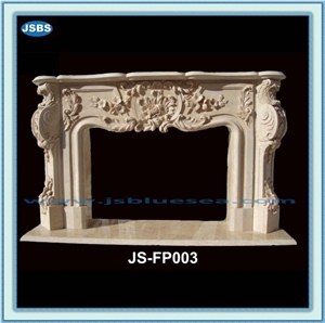 Natural Marble Fireplace Mantel, White Marble Fireplace Mantel