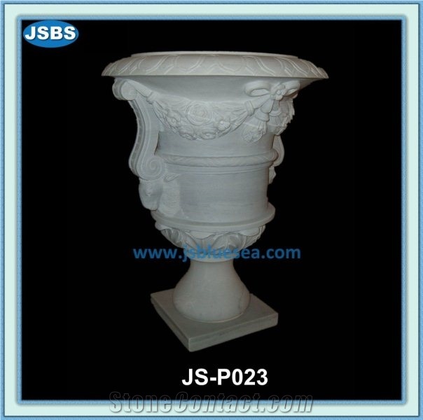 Natural White Marble Flower Pots
