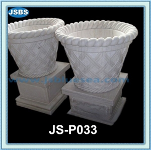 Natural White Marble Flower Pots