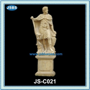 Roman Soldier Statue, Natural Marble Statues