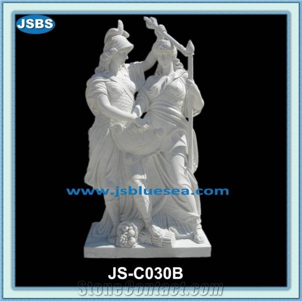 Roman Soldier Statue, Natural Marble Statues