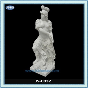 Roman Soldier Statue, Natural Marble Statues