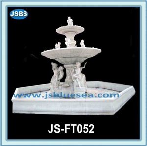 Tier Water Fountain, White Marble Fountains