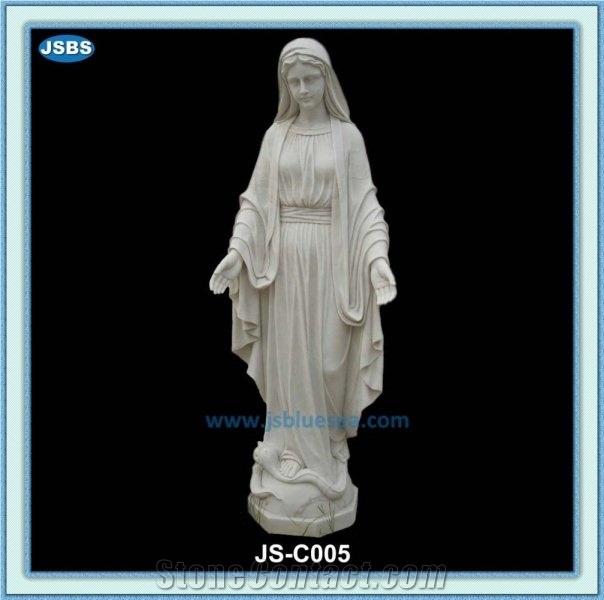 Virgin Mary Statues, Natural White Marble Statues