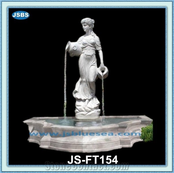 Women Water Fountain, Natural White Marble Fountains