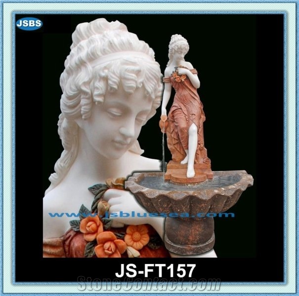 Women Water Fountain, Natural White Marble Fountains