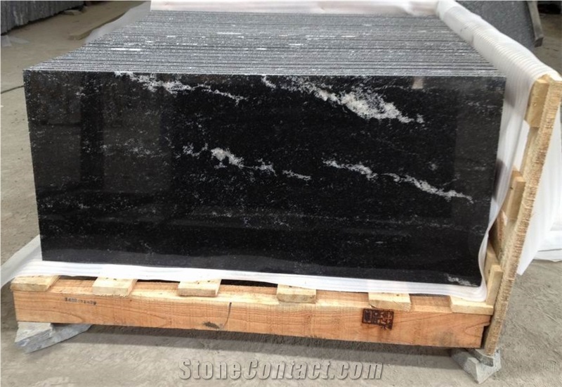 China River Black Granite, Via Lactea Granite Slabs & Tiles, China Black Stone Flooring Tiles, Black Granite Wall Tiles