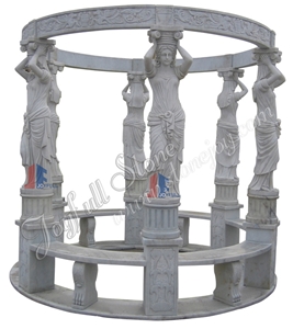 China Statuary Marble Gazebos, Landscaping White Marble Gazebo