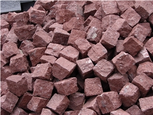 China Red G666 Shouning Granite Cube Stone,Small Cubes Machine Cut Cobble Stone Paver for Garden Stepping Walkway Floor Covering