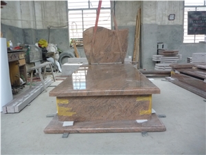 Multicolor Red Angel Western Style Rosa Fantasy Granite Monument, Red Granite Angel Monuments