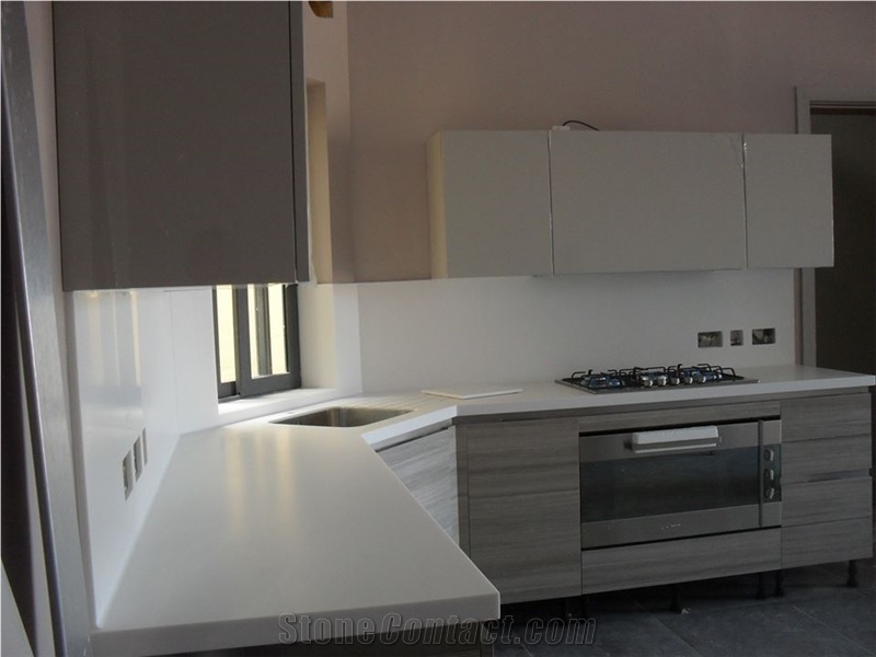Pure Acrylic Solid Surface Pure White, White Marble Kitchen Countertops