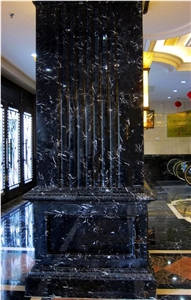 China Nero Crystal Marble Walling Slabs & Tiles, China Black Marble