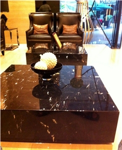 Nero Crystal Black Marble Interior Tea/Coffee Table, China Black Marble Home Stone Furniture