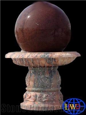 Red Granite Ball Fountain,Red Stone Ball Fountain,Red Marble Bal
