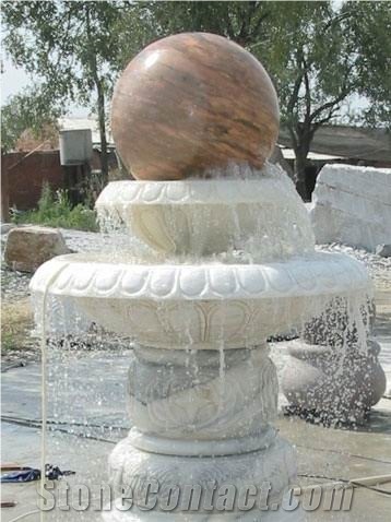 Red Granite Ball Fountain,Red Stone Ball Fountain,Red Marble Bal