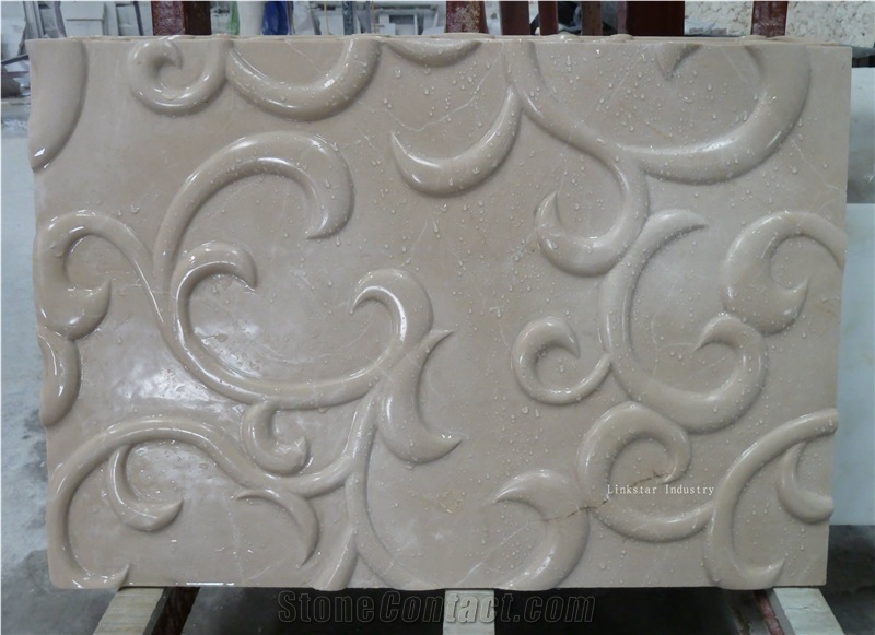 Natural 3d Interior Marble Cladding Tile, Beige Marble Building & Walling