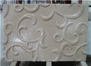 Natural 3d Interior Marble Cladding Tile, Beige Marble Building & Walling