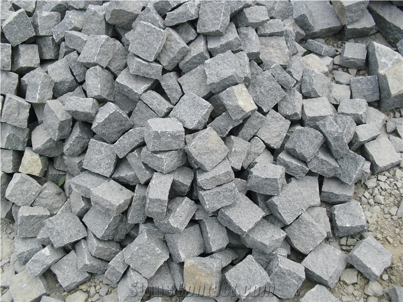 G654 Dark Grey Granite Flamed Cube China Granite Pavers,China Black Granite