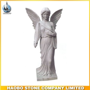 Hand Carved White Marble Angel Statue