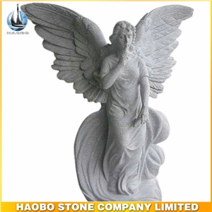 Natural Stone Winged Angel Sculpture