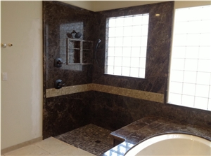 Brown Marble Dark Emperador Design in Bathroom
