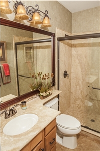 Ivory Travertine Ultra Thin Panel Designed in Bathroom