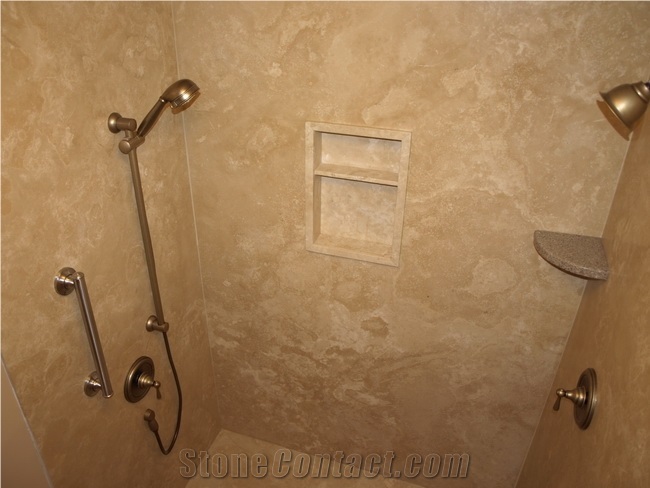 Ivory Travertine Ultra Thin Panel Designed in Bathroom