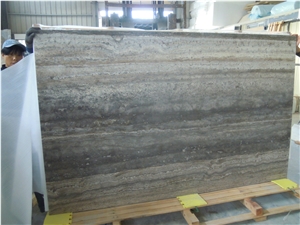 New Silver Travertine/Travertine Gray Vein Cut Slab