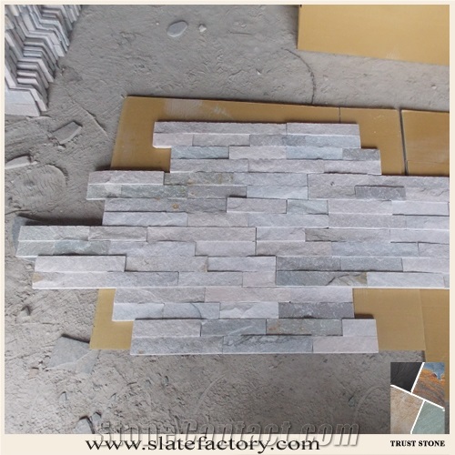 Slate Cultured Stone, Slate Wall Tile, Ledge Stone Wall Panel, P014 Beige Cultured Stone