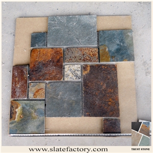 Slate Natural Slate Floor Tile, Flooring Slate Tiles, Natural Slate Tiles, Roman Pattern, S020 Multicolor Slate Tiles