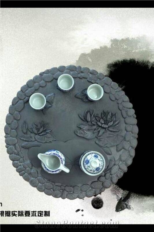 China Natural Granite Tea Tray, Black Granite Furniture