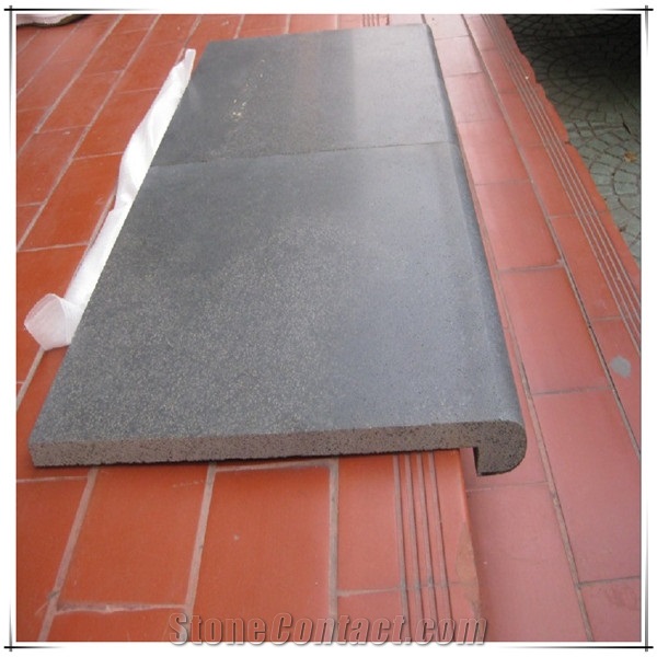 Bluestone Pool Copping Tiles, Grey Bluestone Rebated Bullnose Swimming Pool Coping Tiles / Bullnose Drop Face Coping Tiles