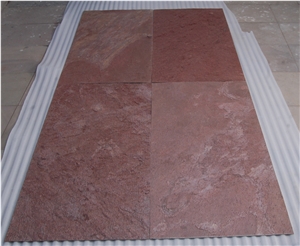 D Red Slate Stone Veneer Sheets, Copper Red Thin Slate Tiles