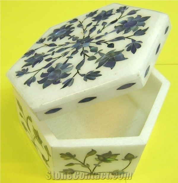 Inlay Design Marble Gift Box, Marble Inlay Design Box, Marble Jeweller Box