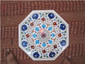 Marble Inlay Pietra Dura Dining Table Top
