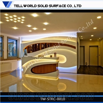 Artificial Stone Reception Desk with Led Light, Solid Surface Marble Reception Desk