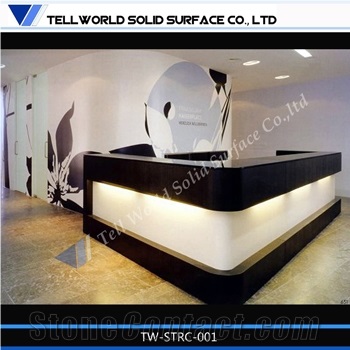 Artificial Stone Reception Desk with Led Light, Solid Surface Marble Reception Desk