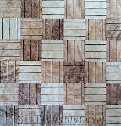 Dominican White Coral Stone Mosaics Tiles, Coral Stone Mosaic Wall Tiles