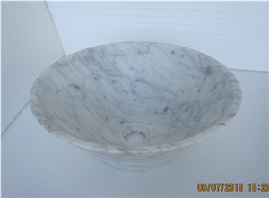 Carrara White Marble Under Counter Basin, Countertop Basin, High Polished Stone Sink, White Marble Sink