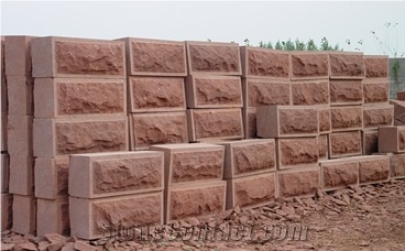 China Red Sandstone Mushroom Stone for Wall Panel