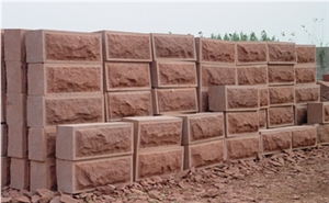China Red Sandstone Mushroom Stone for Wall Panel