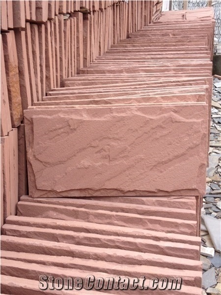 Red Sandstone Split Face,Jumbo Pattern Slabs & Tiles, Sichuan Red Sandstone Tiles